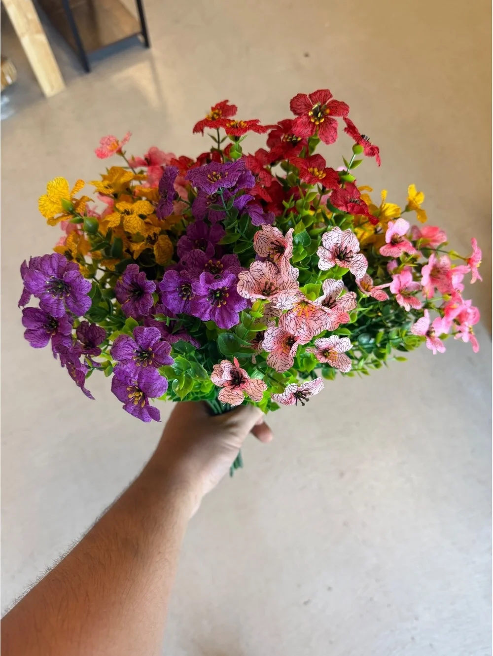 3 pack of 6 bundles of colorful artificial flowers